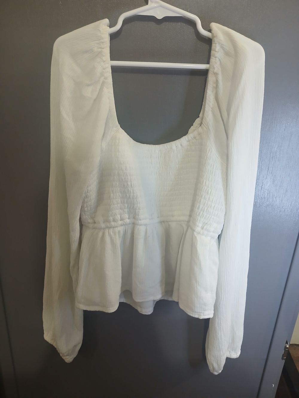 Hollister White Long-Sleeve Peplum Top